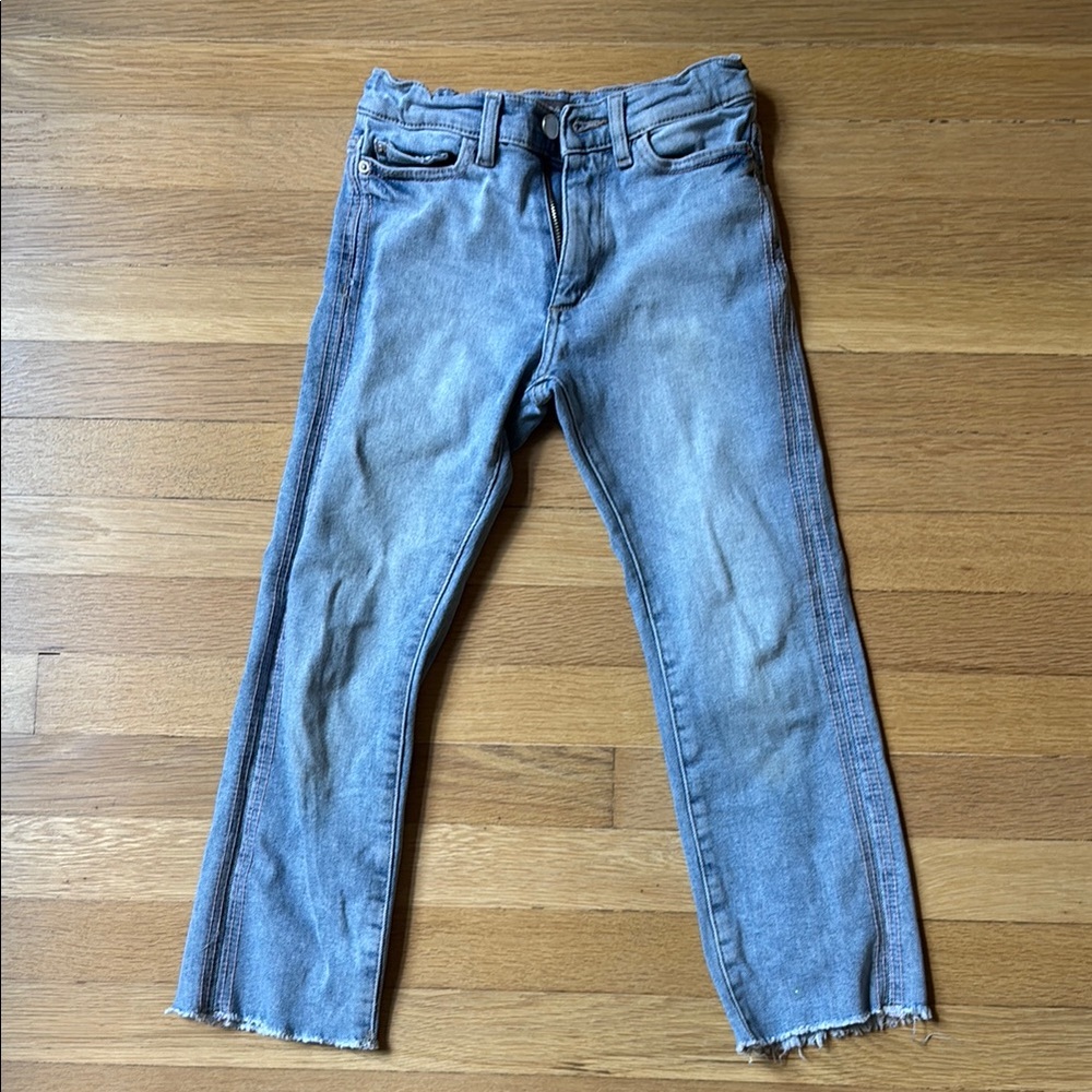 DL1961 Blue Straight Leg Jeans with Frayed Hem